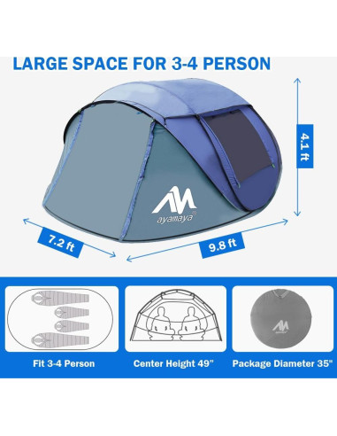 Carpa AYAMAYA para 4 Personas Impermeable Automática