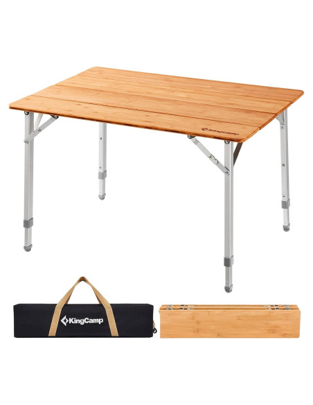Mesa de Camping Plegable KingCamp Bamboo 4 Pliegues 2-3 Personas Mesa de Camping Plegable KingCamp Bamboo 4 Pliegues 2-3 Personas