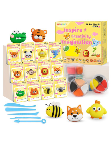 Kit de Arcilla Secada al Aire WOKWCI - 12 Cajas de Animales DIY
