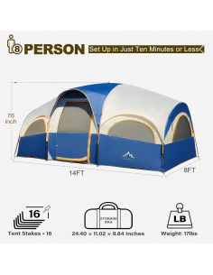 Tienda de Camping GoHimal para 8 Personas Impermeable 2
