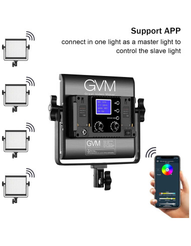 Kit de Iluminación LED RGB GVM 800D, 3 Paquetes, Control APP