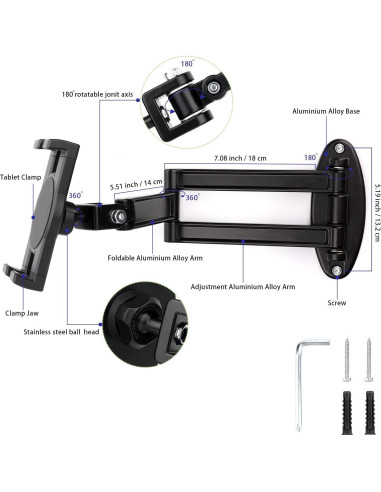 Soporte Pared Plegable Mippko para Tabletas 7-12.9" Negro