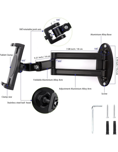 Soporte Pared Plegable Mippko para Tabletas 7-12.9" Negro Soporte Pared Plegable Mippko para Tabletas 7-12.9" Negro