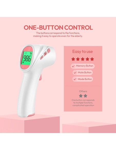 Termómetro Digital Sin Contacto Viproud Rosa - Alarma de Fiebre Termómetro Digital Sin Contacto Viproud Rosa - Alarma de Fiebre