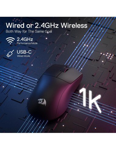 Redragon M916 Ratón Gaming Inalámbrico 49g 8000 DPI