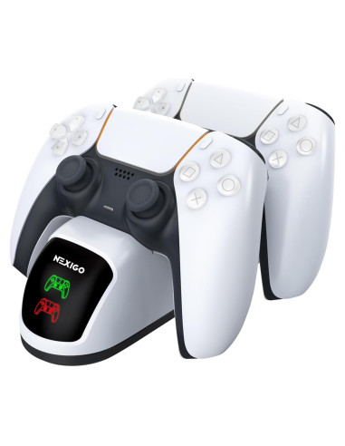 Cargador Doble NexiGo para Controlador PS5 con LED Blanco