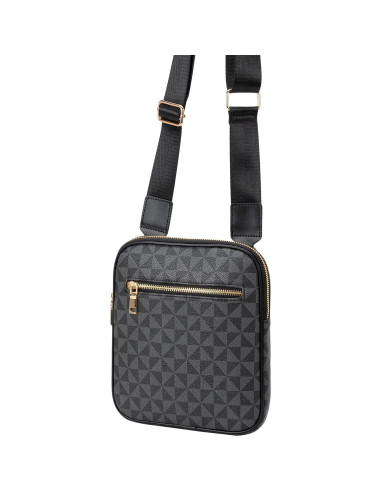 Bolsa Cruzada Hombre PVC Negra 20x3.3x23cm Ligera