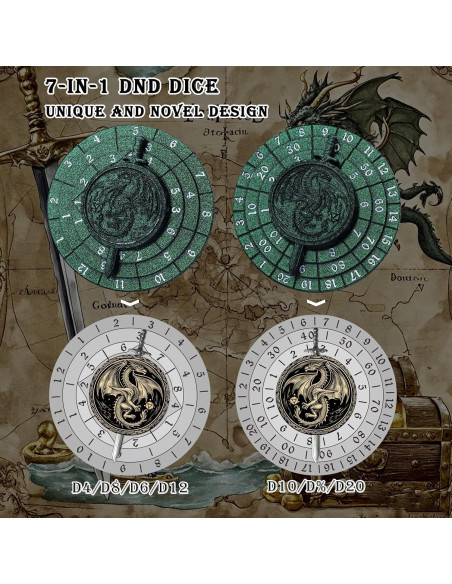 Juego de Dados Haxtec 7-en-1 Metal DND Verde Púrpura Juego de Dados Haxtec 7-en-1 Metal DND Verde Púrpura