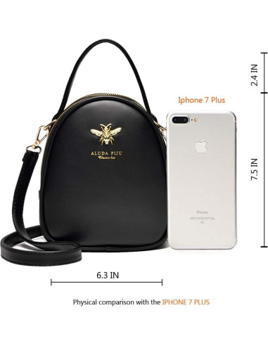 Bolso Cruzado Mujer WW02-1 Negro Cuero Sintético