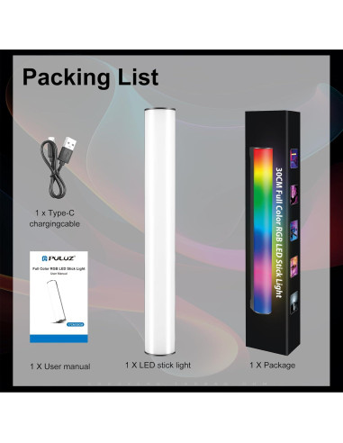 Luz LED PULUZ 30.99cm RGB Portátil con Efectos