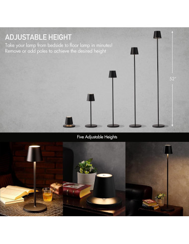 Lámpara de Pie LED O'Bright OB-FL21B Recargable Negra