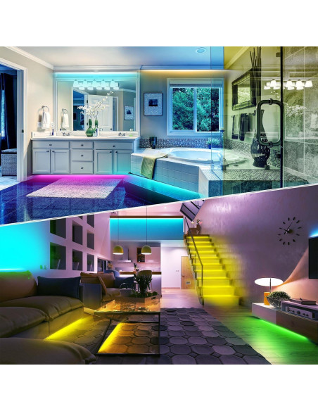 Luces LED RGB NBBUFF 15.24m con control remoto y app Luces LED RGB NBBUFF 15.24m con control remoto y app