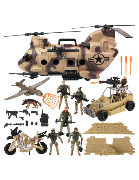 Juego Militar 26 Piezas Helicóptero y Soldados Liberty Juego Militar 26 Piezas Helicóptero y Soldados Liberty