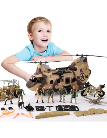 Juego Militar 26 Piezas Helicóptero y Soldados Liberty Juego Militar 26 Piezas Helicóptero y Soldados Liberty