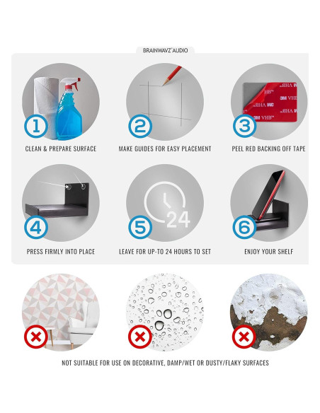 Estante de pared BRAINWAVZ blanco para cámaras y altavoces Estante de pared BRAINWAVZ blanco para cámaras y altavoces