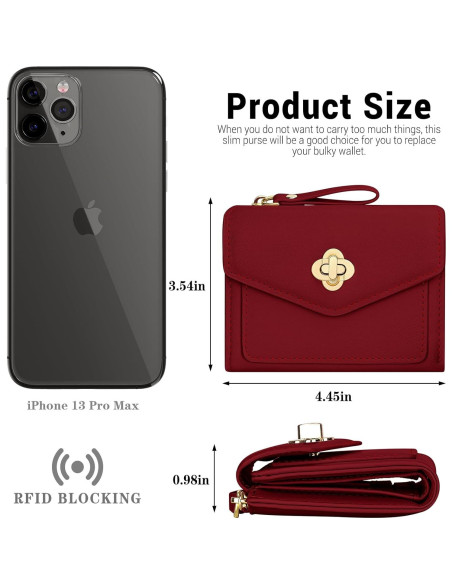 Cartera Pequeña BIAOTIE de Cuero Rojo con Bloqueo RFID Cartera Pequeña BIAOTIE de Cuero Rojo con Bloqueo RFID