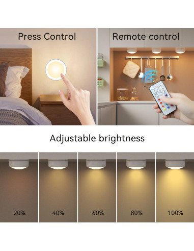 Luces Puck LED SEMSMOKS con Control Remoto - Paquete de 6