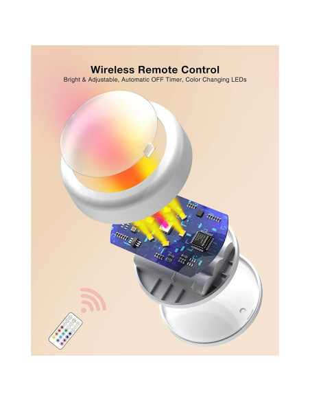 Luces Puck LED SEMSMOKS con Control Remoto - Paquete de 6 Luces Puck LED SEMSMOKS con Control Remoto - Paquete de 6