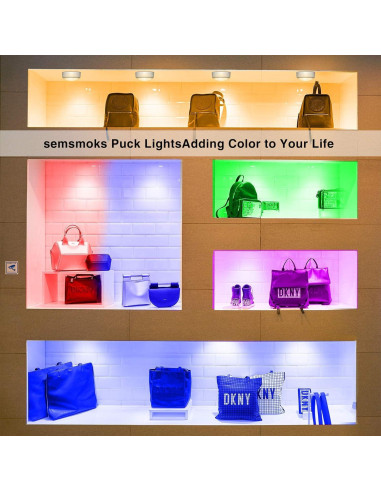 Luces Puck LED SEMSMOKS con Control Remoto - Paquete de 6
