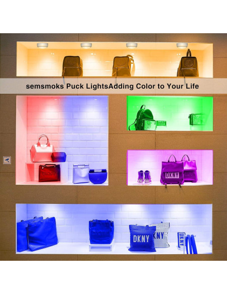 Luces Puck LED SEMSMOKS con Control Remoto - Paquete de 6 Luces Puck LED SEMSMOKS con Control Remoto - Paquete de 6