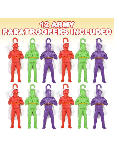 Mini Paracaidistas ArtCreativity, Paquete de 12, Juguetes Coloridos