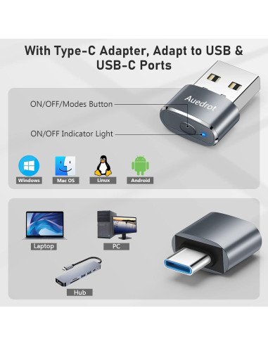 Mouse Jiggler USB Indetectable con Adaptador USB-C Gris