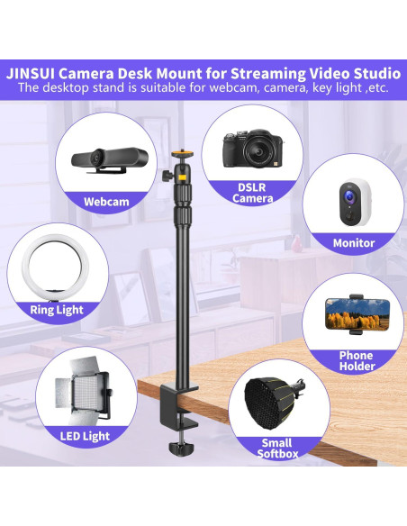 Soporte de Webcam JINSUI DeskMountStand-H9 Ajustable 14-33cm Soporte de Webcam JINSUI DeskMountStand-H9 Ajustable 14-33cm
