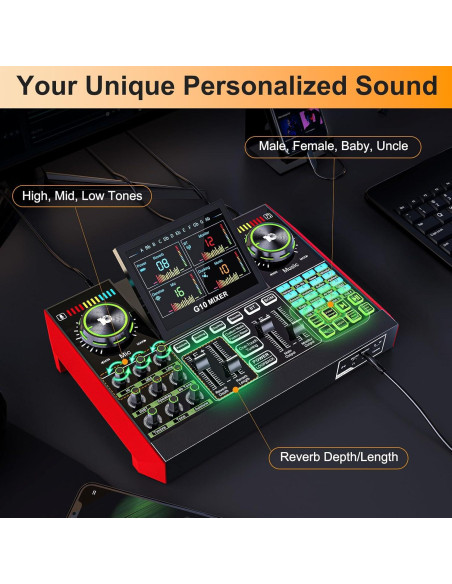 Mezclador de Audio G10 con Efectos y Reducción de Ruido Mezclador de Audio G10 con Efectos y Reducción de Ruido