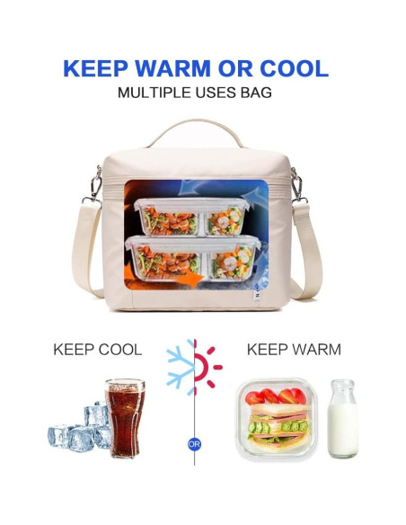Bolsa de Almuerzo Aislada NOL Crema Mediana 8L Impermeable Bolsa de Almuerzo Aislada NOL Crema Mediana 8L Impermeable