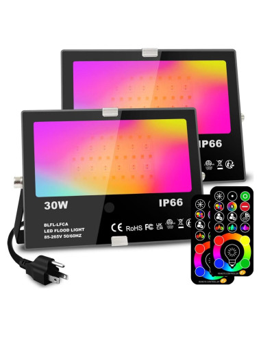 MELPO Luz de Inundación LED 30W RGB + Blanco Cálido 2700K
