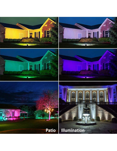 MELPO Luz de Inundación LED 30W RGB + Blanco Cálido 2700K