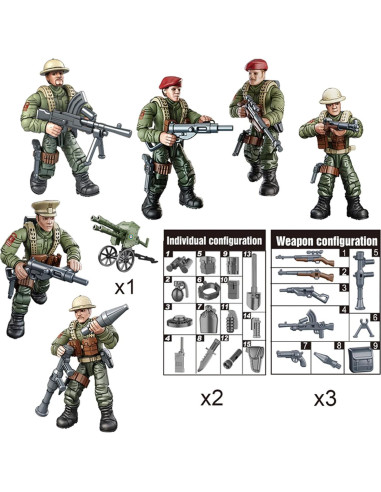 Set 6 Figuras Soldado Británico MEIEST 5.8 cm Accesorios