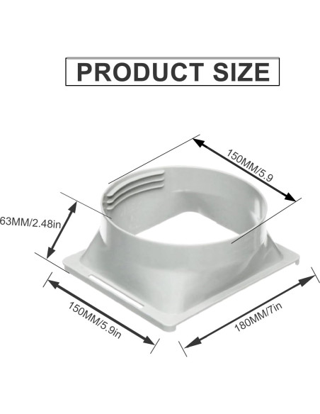Acoplador Cuadrado a Redondo Kifiray 5.9cm para A/C Acoplador Cuadrado a Redondo Kifiray 5.9cm para A/C
