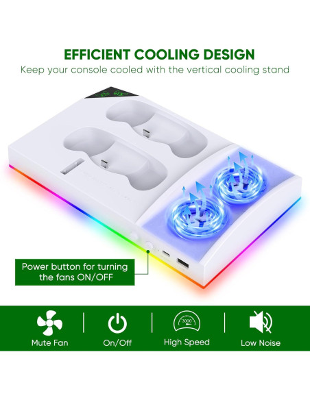 FYOUNG Soporte Enfriamiento RGB para Xbox Series S Carga Doble FYOUNG Soporte Enfriamiento RGB para Xbox Series S Carga Doble