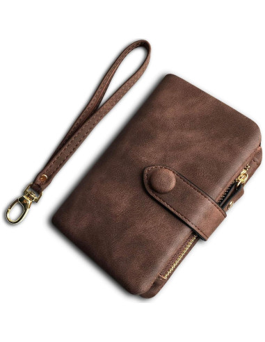 Cartera de cuero PU AOXONEL pequeña con bloqueo RFID