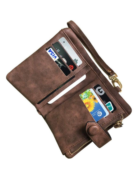Cartera de cuero PU AOXONEL pequeña con bloqueo RFID Cartera de cuero PU AOXONEL pequeña con bloqueo RFID