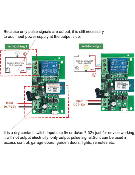 Interruptor Relé Inalámbrico WiFi Otcboimo 1CH 12V Control Remoto Interruptor Relé Inalámbrico WiFi Otcboimo 1CH 12V Control Remoto