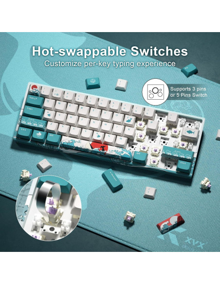 Teclado Mecánico Inalámbrico HITIME M61 Pro RGB 60% Coral Teclado Mecánico Inalámbrico HITIME M61 Pro RGB 60% Coral
