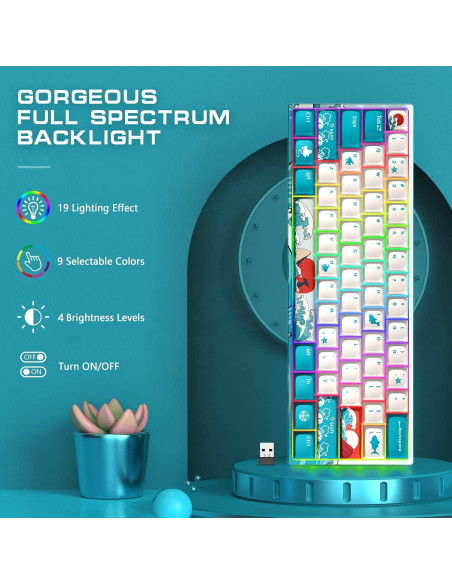 Teclado Mecánico Inalámbrico HITIME M61 Pro RGB 60% Coral Teclado Mecánico Inalámbrico HITIME M61 Pro RGB 60% Coral