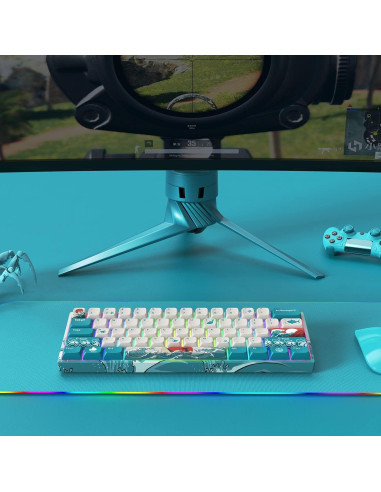 Teclado Mecánico Inalámbrico HITIME M61 Pro RGB 60% Coral