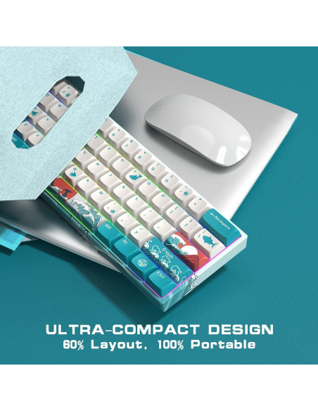 Teclado Mecánico Inalámbrico HITIME M61 Pro RGB 60% Coral Teclado Mecánico Inalámbrico HITIME M61 Pro RGB 60% Coral