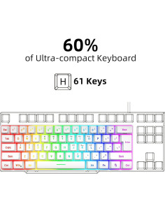 Teclado Gaming SnPurdiri 60% RGB Compacto con Cable Blanco 2