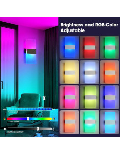 Aplique de Pared Inalámbrico Fusang RGB Recargable 12 Colores 2