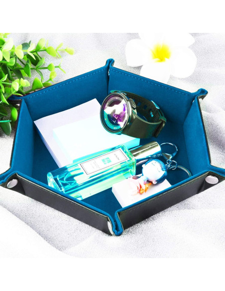 Bandeja de Dados SIQUK Hexagonal Plegable de Cuero PU Azul Bandeja de Dados SIQUK Hexagonal Plegable de Cuero PU Azul