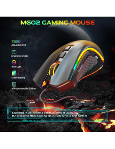 Ratón Gaming Redragon M602 RGB Ergonómico 7200 DPI Negro 2