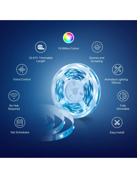 Tira LED Inteligente Kasa 10m RGB Wi-Fi Control Alexa Tira LED Inteligente Kasa 10m RGB Wi-Fi Control Alexa