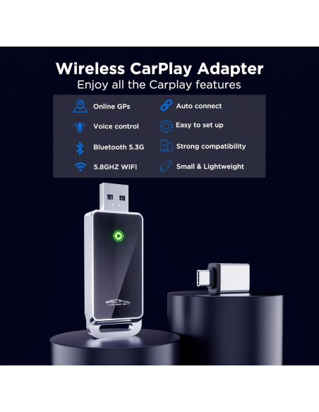 Adaptador Wireless CarPlay Vnilrgle 2024, Plug and Play, Sin Latencia Adaptador Wireless CarPlay Vnilrgle 2024, Plug and Play, Sin Latencia