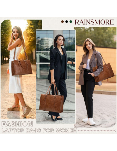 Bolsa Tote para Laptop RAINSMORE 15.6" Cuero PU Marrón Bolsa Tote para Laptop RAINSMORE 15.6" Cuero PU Marrón