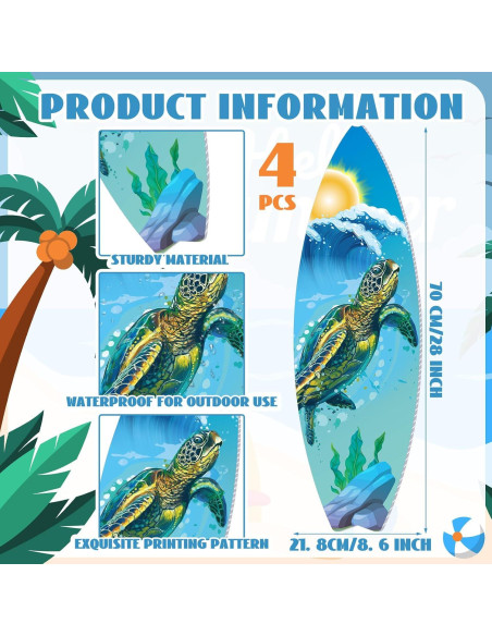 Carteles de Playa Silipull 4 Pcs Tabla Surf 70x22cm Carteles de Playa Silipull 4 Pcs Tabla Surf 70x22cm