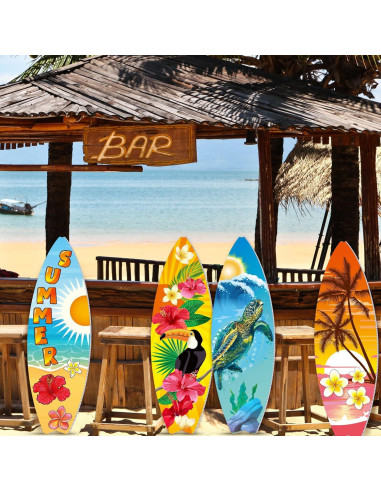 Carteles de Playa Silipull 4 Pcs Tabla Surf 70x22cm